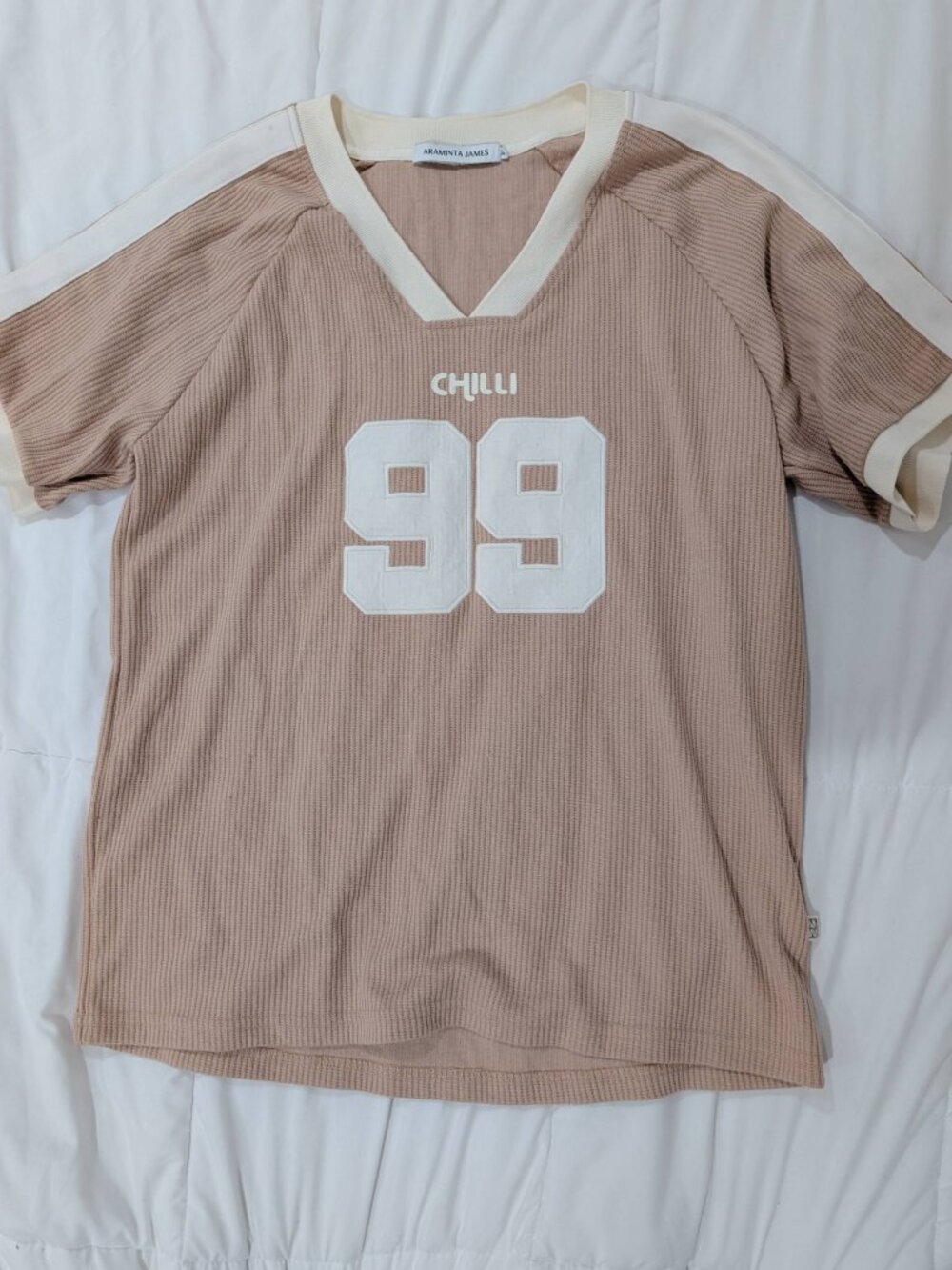 Araminta James Chilli 99 Waffle Tee in Latte Unique - Picture 5 of 5